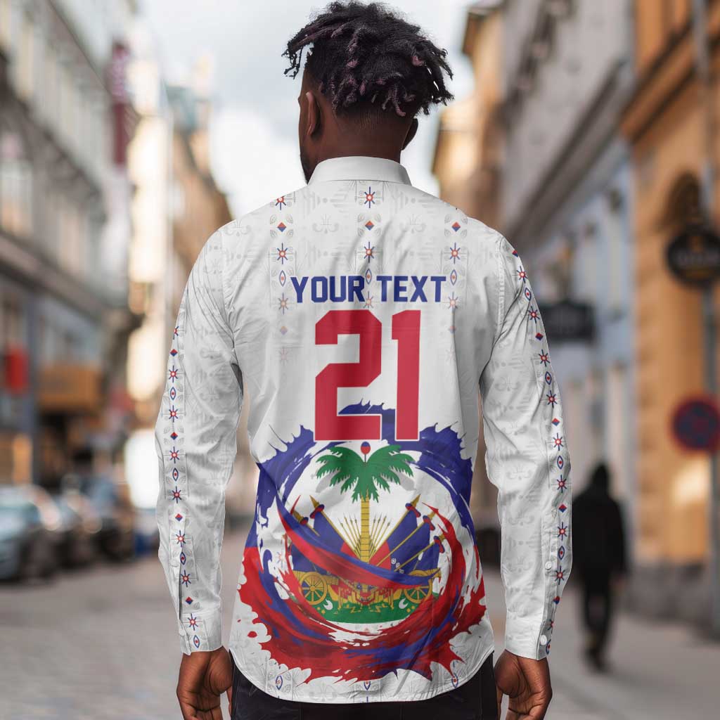 Custom Haiti Grenadye Alaso Long Sleeve Button Shirt White Nou Retounen Anko 1974-2026 - African Pride