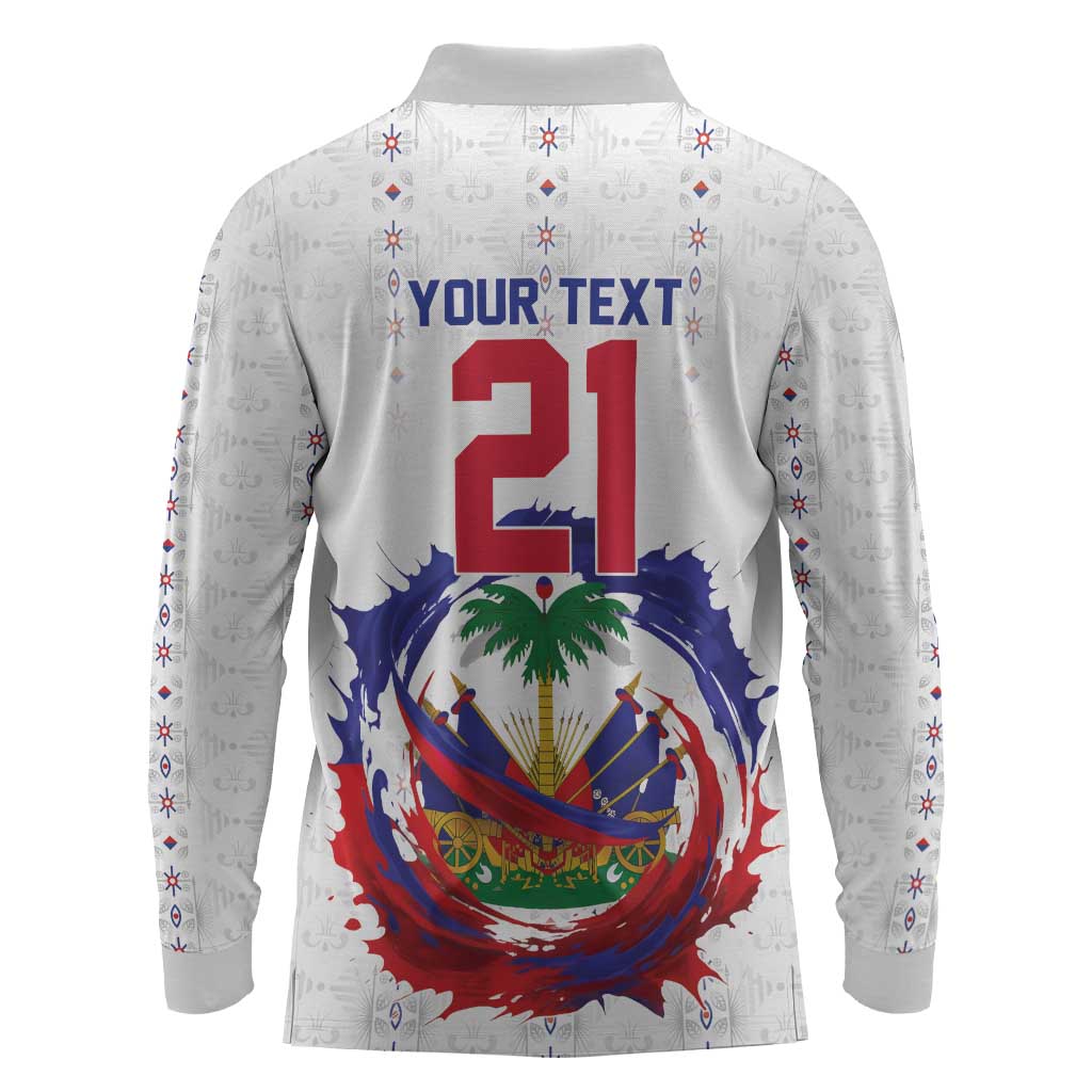 Custom Haiti Grenadye Alaso Long Sleeve Polo Shirt White Nou Retounen Anko 1974-2026 - African Pride