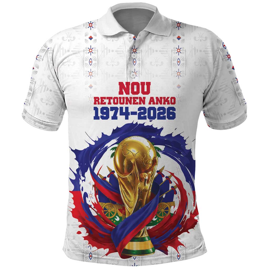 Custom Haiti Grenadye Alaso Polo Shirt White Nou Retounen Anko 1974-2026 - African Pride