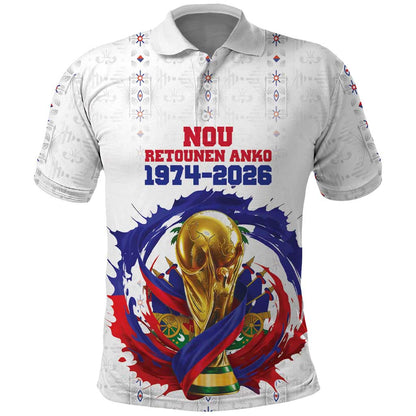 Custom Haiti Grenadye Alaso Polo Shirt White Nou Retounen Anko 1974-2026 - African Pride