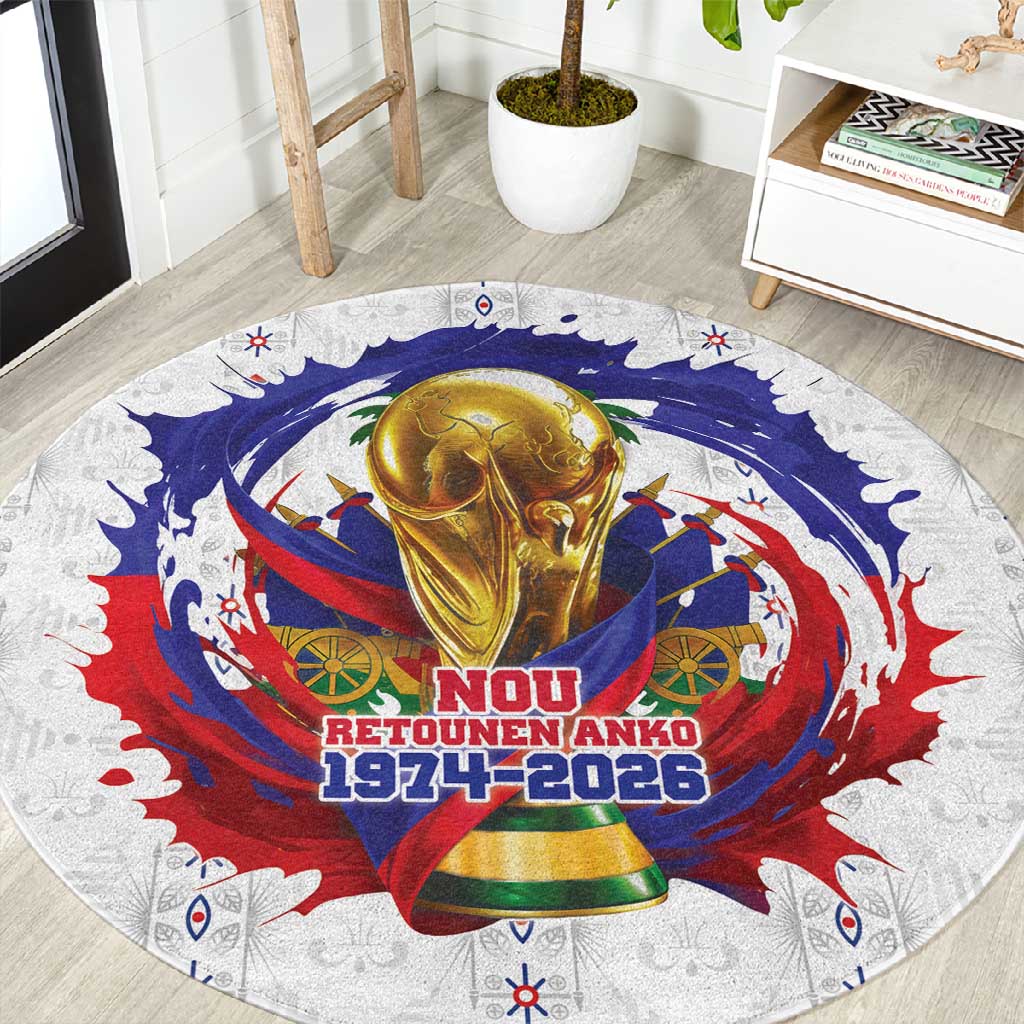 Haiti Grenadye Alaso Round Carpet White Nou Retounen Anko 1974-2026 - African Pride
