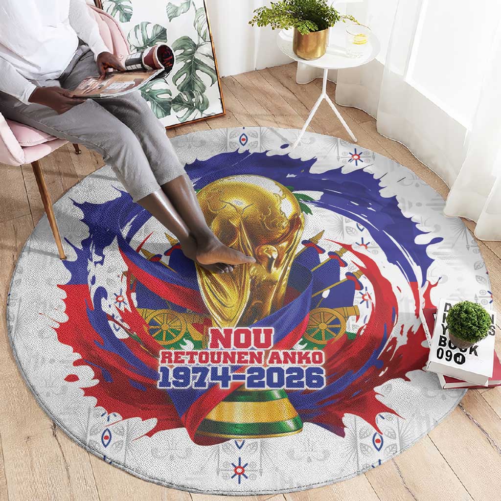 Haiti Grenadye Alaso Round Carpet White Nou Retounen Anko 1974-2026 - African Pride