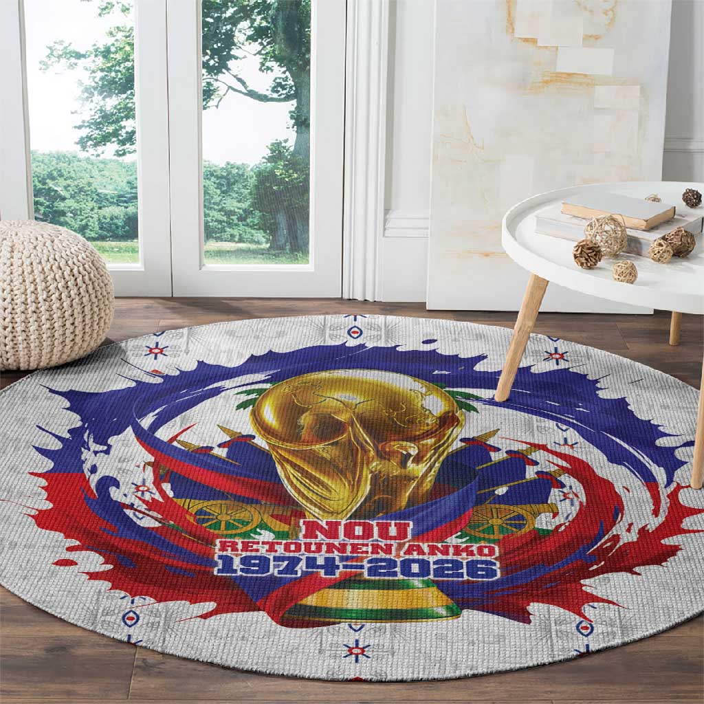 Haiti Grenadye Alaso Round Carpet White Nou Retounen Anko 1974-2026 - African Pride