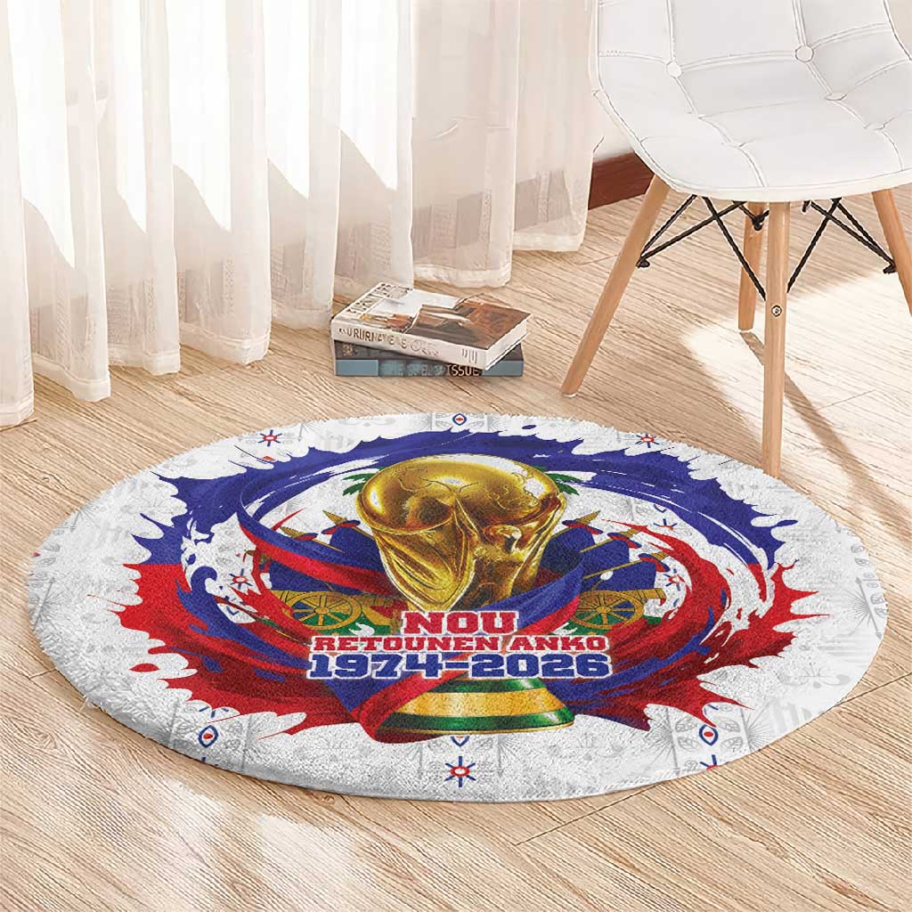Haiti Grenadye Alaso Round Carpet White Nou Retounen Anko 1974-2026 - African Pride