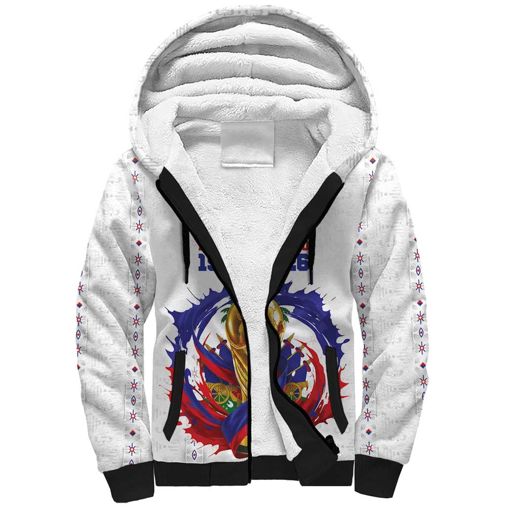 Custom Haiti Grenadye Alaso Sherpa Hoodie White Nou Retounen Anko 1974-2026 - African Pride