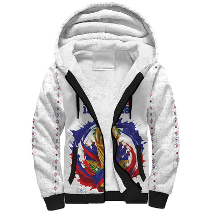 Custom Haiti Grenadye Alaso Sherpa Hoodie White Nou Retounen Anko 1974-2026 - African Pride