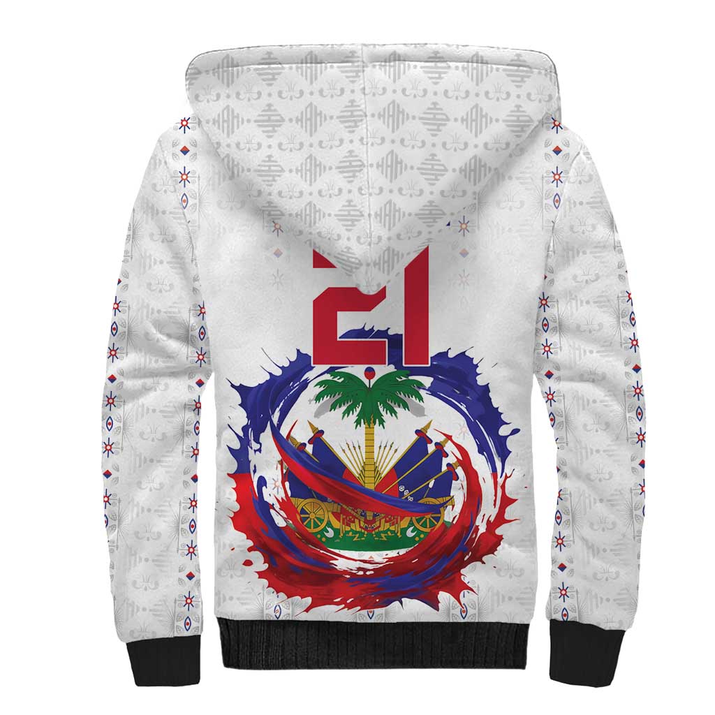 Custom Haiti Grenadye Alaso Sherpa Hoodie White Nou Retounen Anko 1974-2026 - African Pride