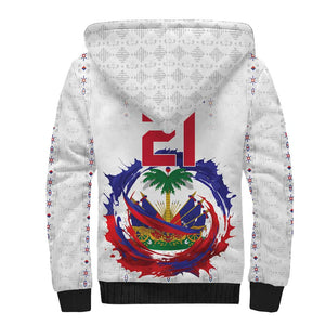 Custom Haiti Grenadye Alaso Sherpa Hoodie White Nou Retounen Anko 1974-2026 - African Pride