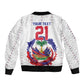 Custom Haiti Grenadye Alaso Sleeve Zip Bomber Jacket White Nou Retounen Anko 1974-2026 - African Pride