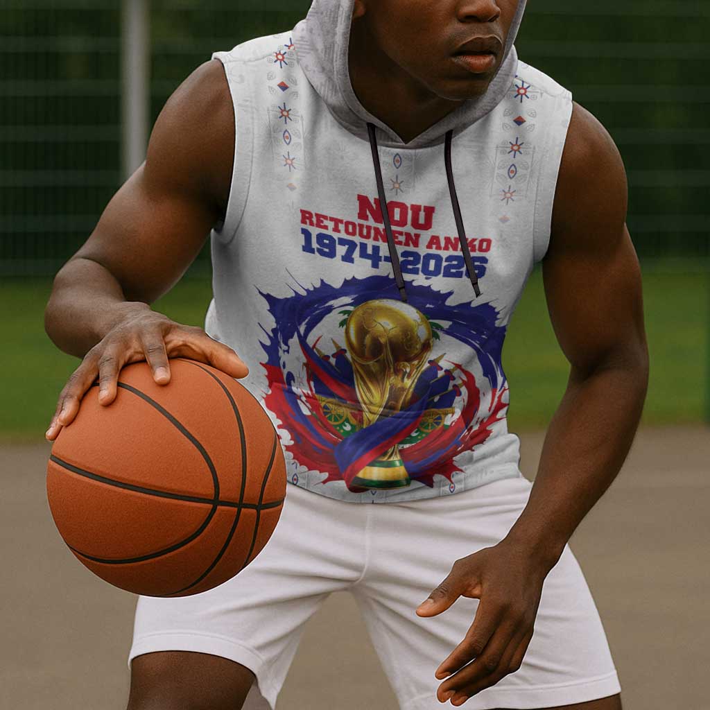 Custom Haiti Grenadye Alaso Sleeveless Hoodie White Nou Retounen Anko 1974-2026 - African Pride