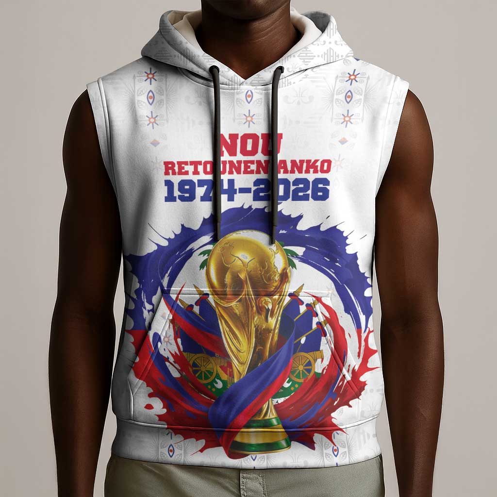 Custom Haiti Grenadye Alaso Sleeveless Hoodie White Nou Retounen Anko 1974-2026 - African Pride