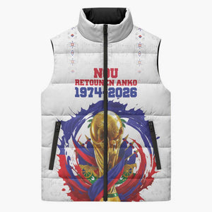 Custom Haiti Grenadye Alaso Sleeveless Puffer Jacket White Nou Retounen Anko 1974-2026 - African Pride