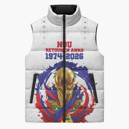 Custom Haiti Grenadye Alaso Sleeveless Puffer Jacket White Nou Retounen Anko 1974-2026 - African Pride