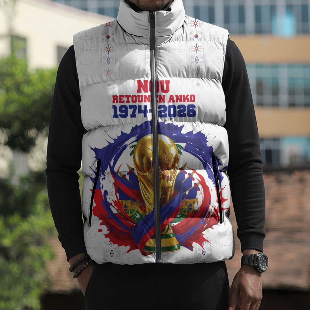 Custom Haiti Grenadye Alaso Sleeveless Puffer Jacket White Nou Retounen Anko 1974-2026 - African Pride