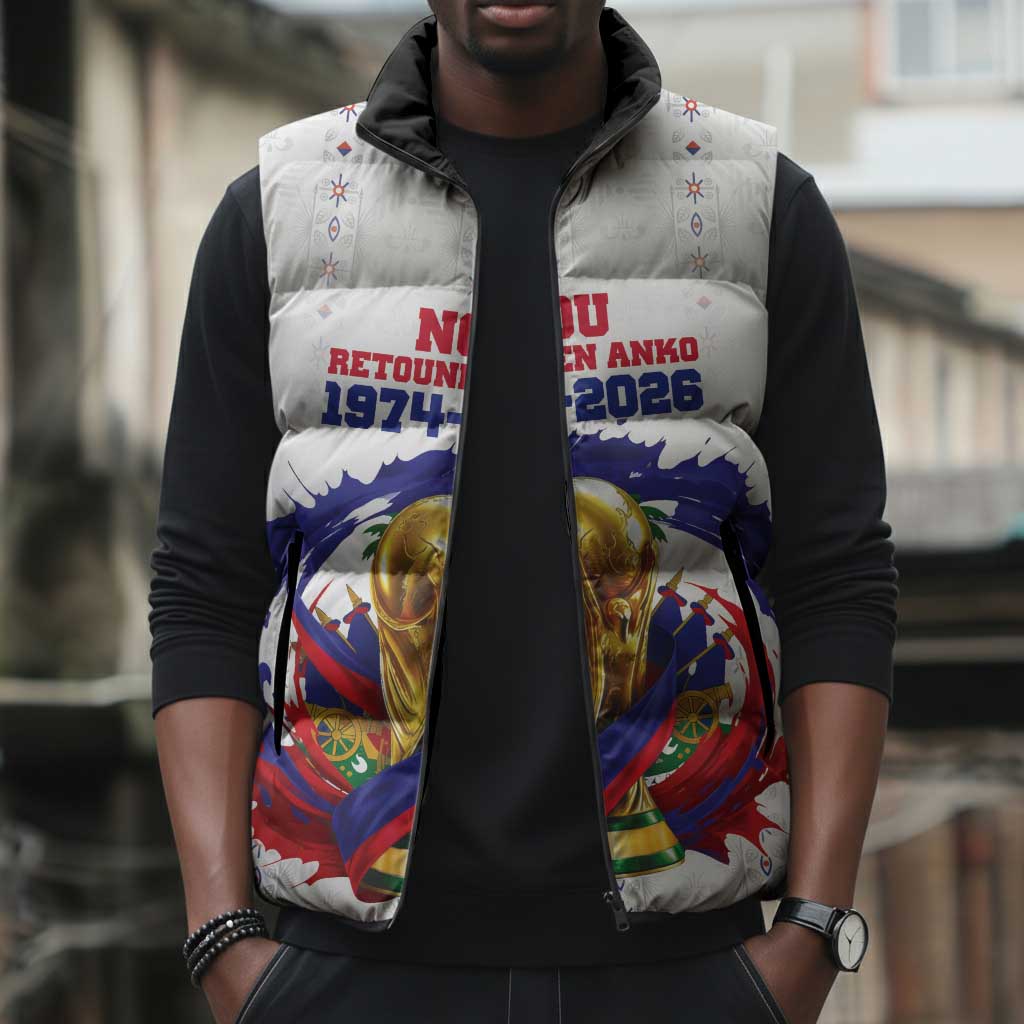 Custom Haiti Grenadye Alaso Sleeveless Puffer Jacket White Nou Retounen Anko 1974-2026 - African Pride
