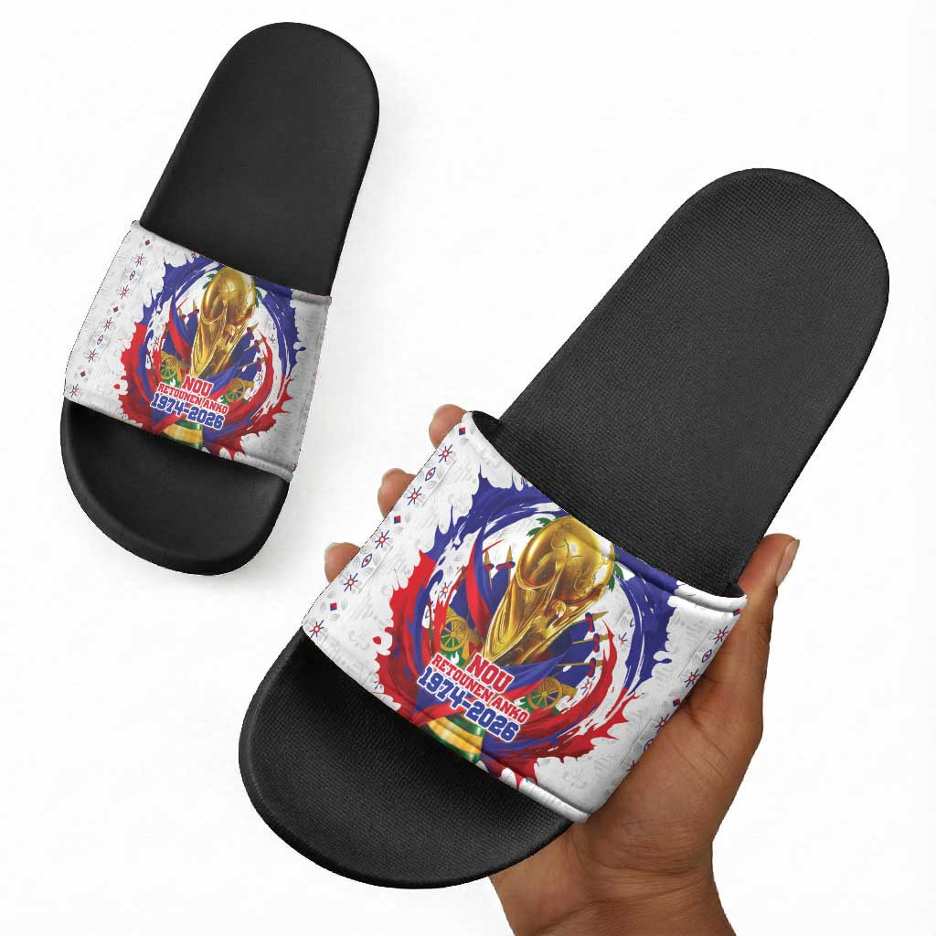 Haiti Grenadye Alaso Slide Sandals White Nou Retounen Anko 1974-2026 - African Pride