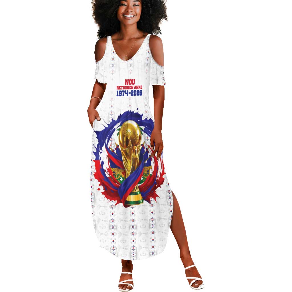Custom Haiti Grenadye Alaso Summer Maxi Dress White Nou Retounen Anko 1974-2026 - African Pride