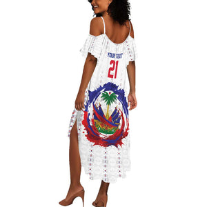 Custom Haiti Grenadye Alaso Summer Maxi Dress White Nou Retounen Anko 1974-2026 - African Pride