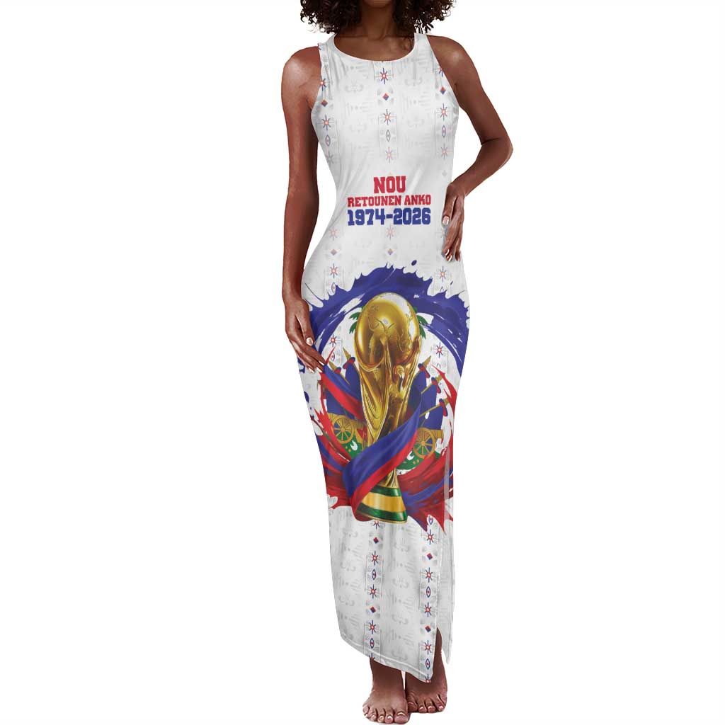 Custom Haiti Grenadye Alaso Tank Maxi Dress White Nou Retounen Anko 1974-2026 - African Pride