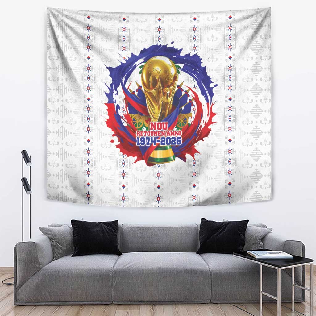 Haiti Grenadye Alaso Tapestry White Nou Retounen Anko 1974-2026 - African Pride