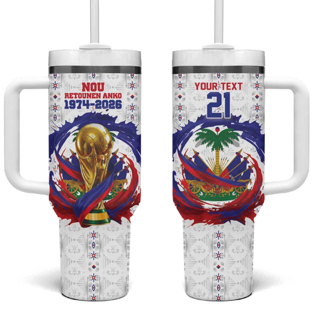 Custom Haiti Grenadye Alaso Tumbler With Handle White Nou Retounen Anko 1974-2026 - African Pride