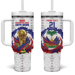 Custom Haiti Grenadye Alaso Tumbler With Handle White Nou Retounen Anko 1974-2026 - African Pride