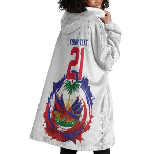 Custom Haiti Grenadye Alaso Wearable Blanket Hoodie White Nou Retounen Anko 1974-2026 - African Pride
