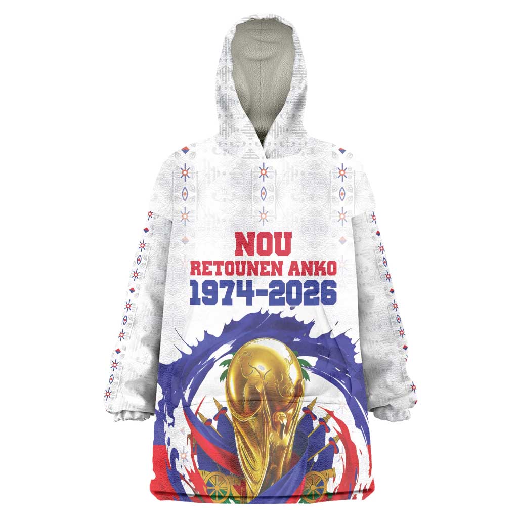 Custom Haiti Grenadye Alaso Wearable Blanket Hoodie White Nou Retounen Anko 1974-2026 - African Pride