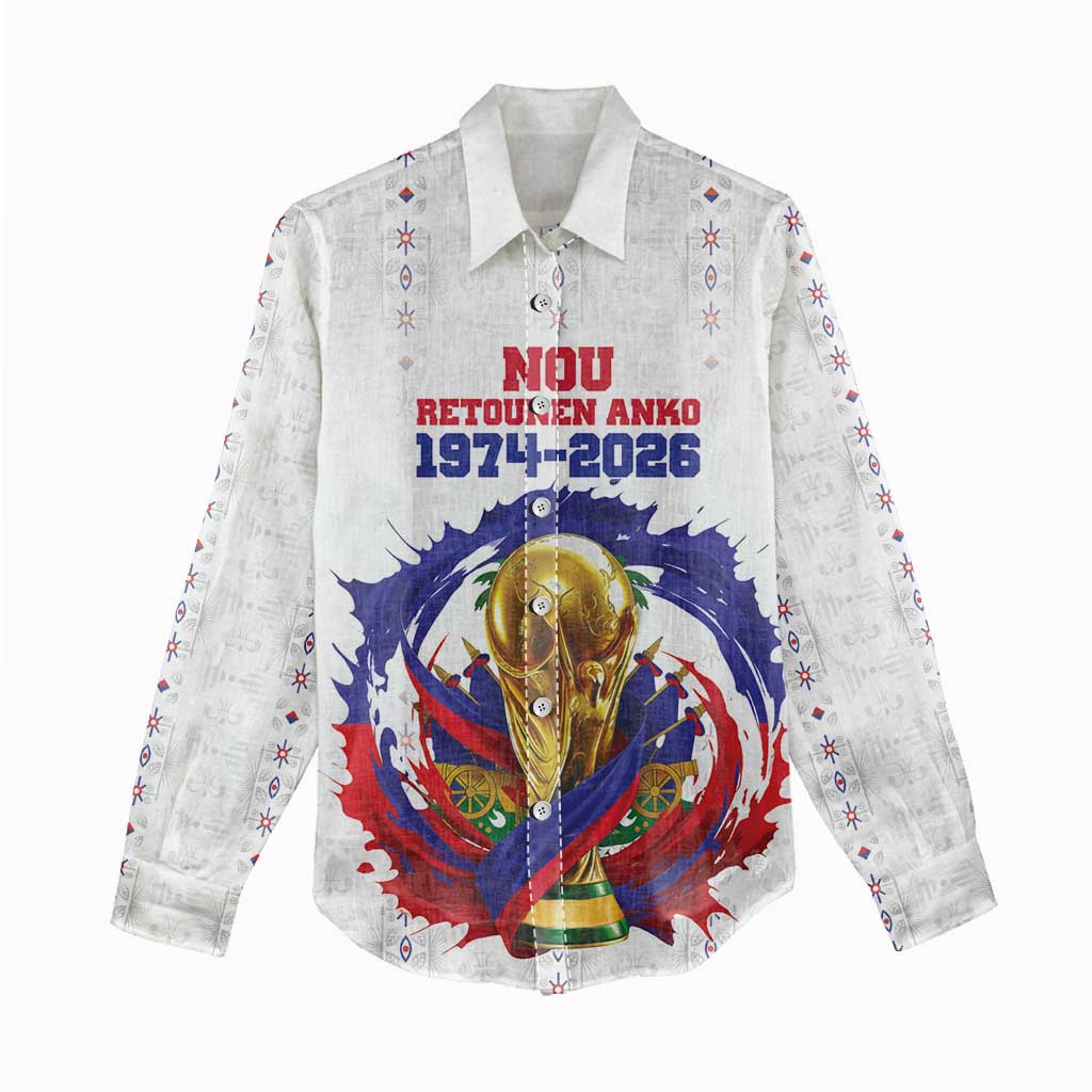 Custom Haiti Grenadye Alaso Women Casual Shirt White Nou Retounen Anko 1974-2026 - African Pride