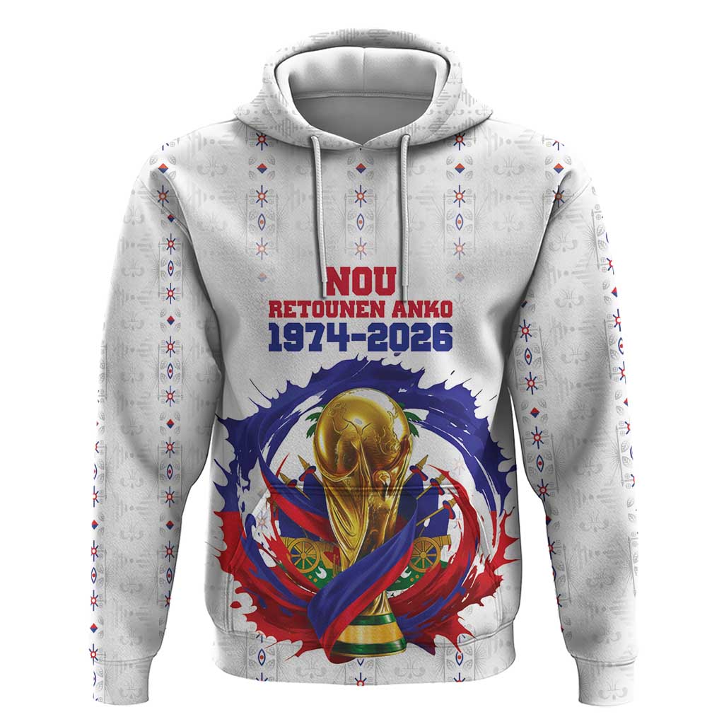 Custom Haiti Grenadye Alaso Zip Hoodie White Nou Retounen Anko 1974-2026 - African Pride