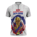 Custom Haiti Grenadye Alaso Zipper Polo Shirt White Nou Retounen Anko 1974-2026 - African Pride