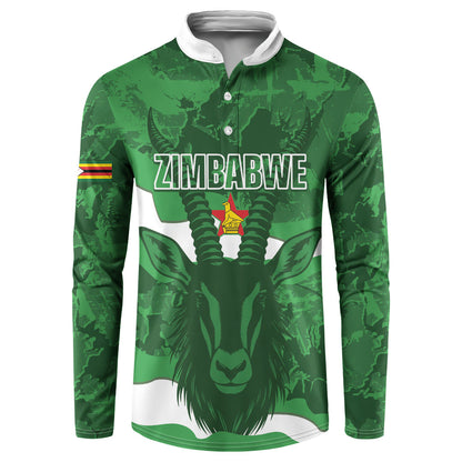 Custom Zimbabwe Rugby 2026 Button Sweatshirt Go Sables Sporty Grunge Style