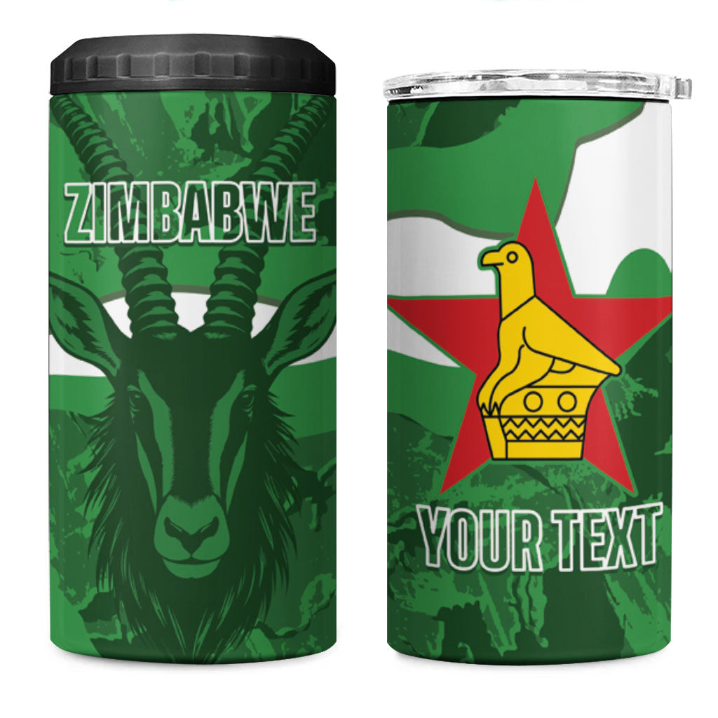 Custom Zimbabwe Rugby 2026 4 in 1 Can Cooler Tumbler Go Sables Sporty Grunge Style