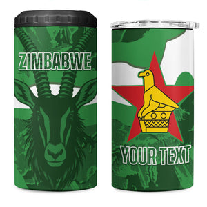 Custom Zimbabwe Rugby 2026 4 in 1 Can Cooler Tumbler Go Sables Sporty Grunge Style