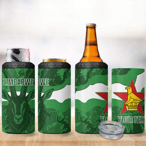 Custom Zimbabwe Rugby 2026 4 in 1 Can Cooler Tumbler Go Sables Sporty Grunge Style
