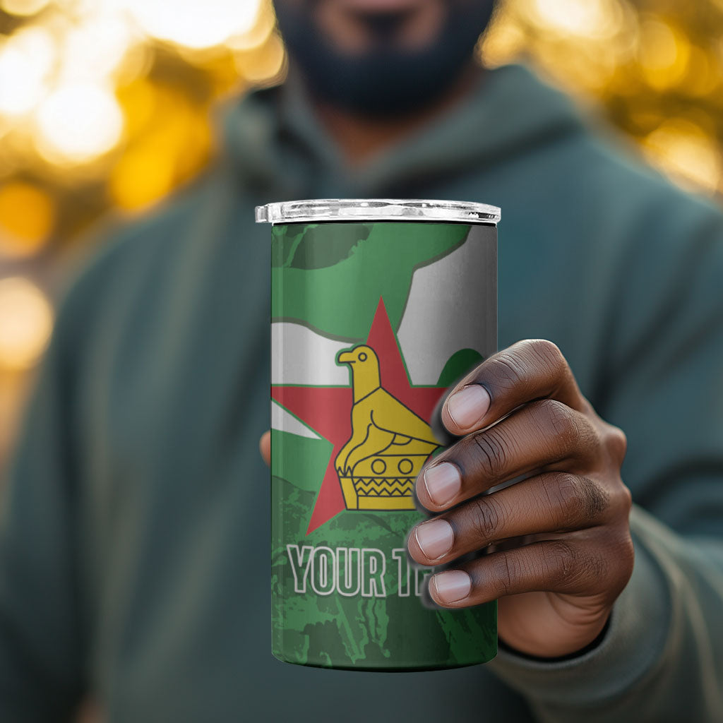 Custom Zimbabwe Rugby 2026 4 in 1 Can Cooler Tumbler Go Sables Sporty Grunge Style