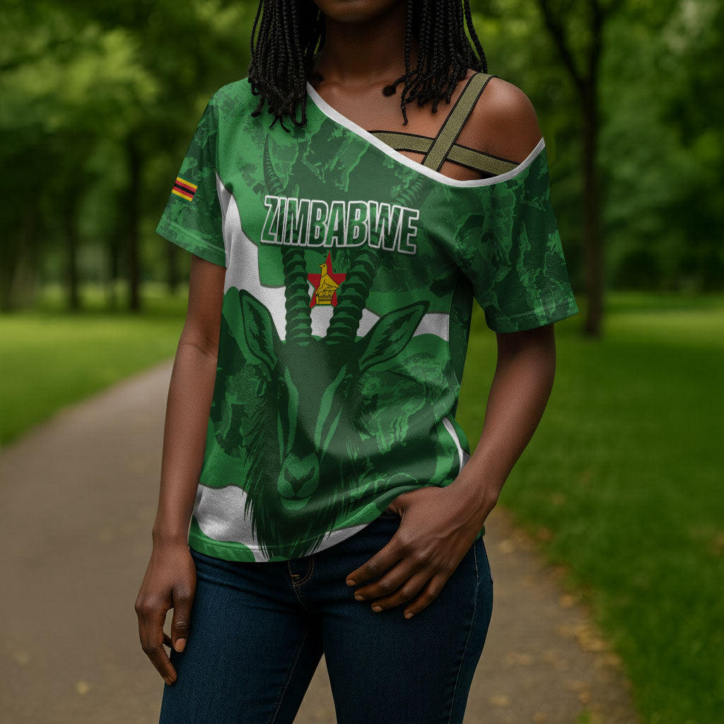 Custom Zimbabwe Rugby 2026 Cross Shoulder Shirt Go Sables Sporty Grunge Style