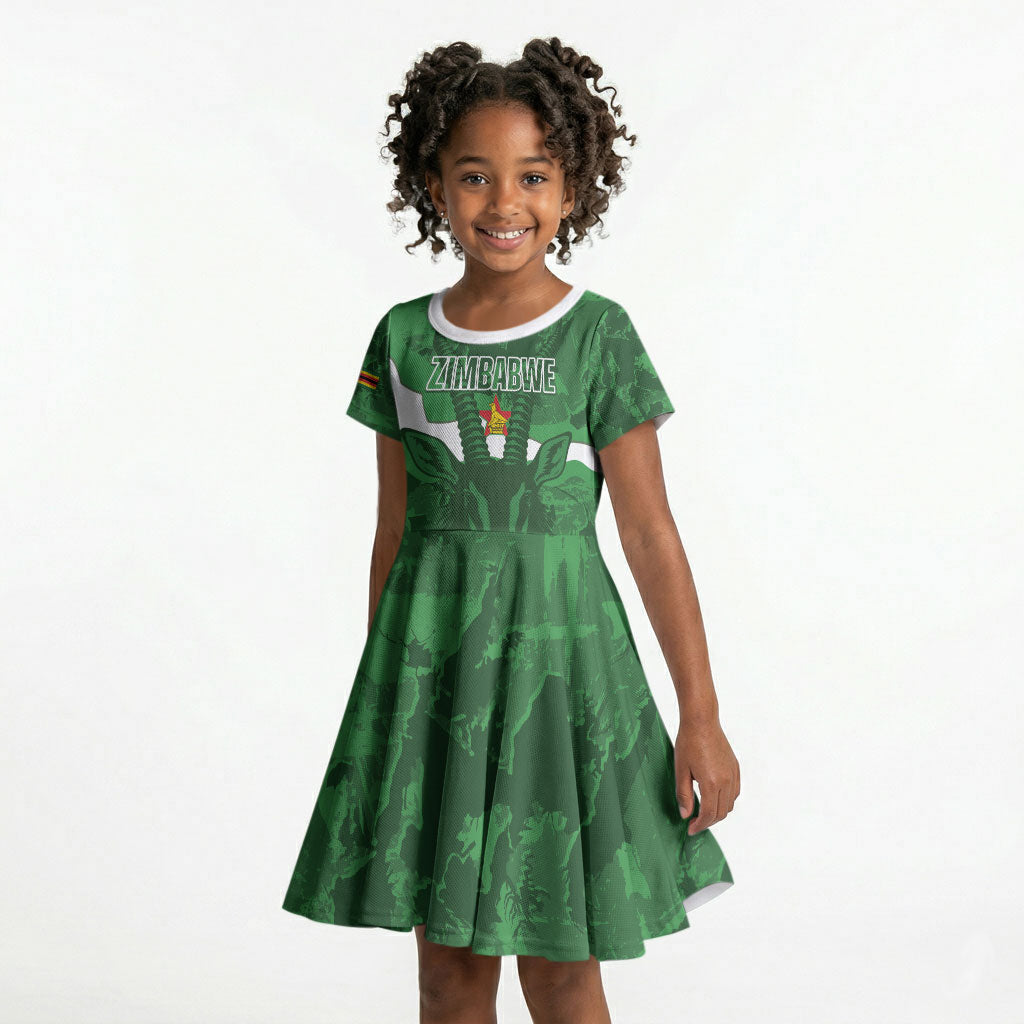 Custom Zimbabwe Rugby 2026 Kid Short Sleeve Dress Go Sables Sporty Grunge Style