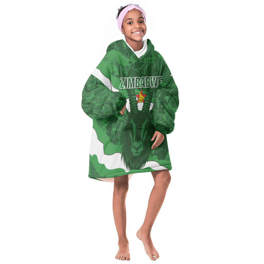 Custom Zimbabwe Rugby 2026 Kid Wearable Blanket Hoodie Go Sables Sporty Grunge Style