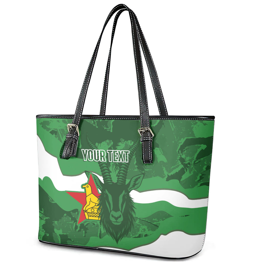 Custom Zimbabwe Rugby 2026 Leather Tote Bag Go Sables Sporty Grunge Style