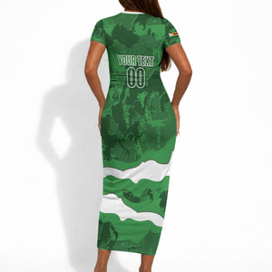 Custom Zimbabwe Rugby 2026 Short Sleeve Bodycon Dress Go Sables Sporty Grunge Style