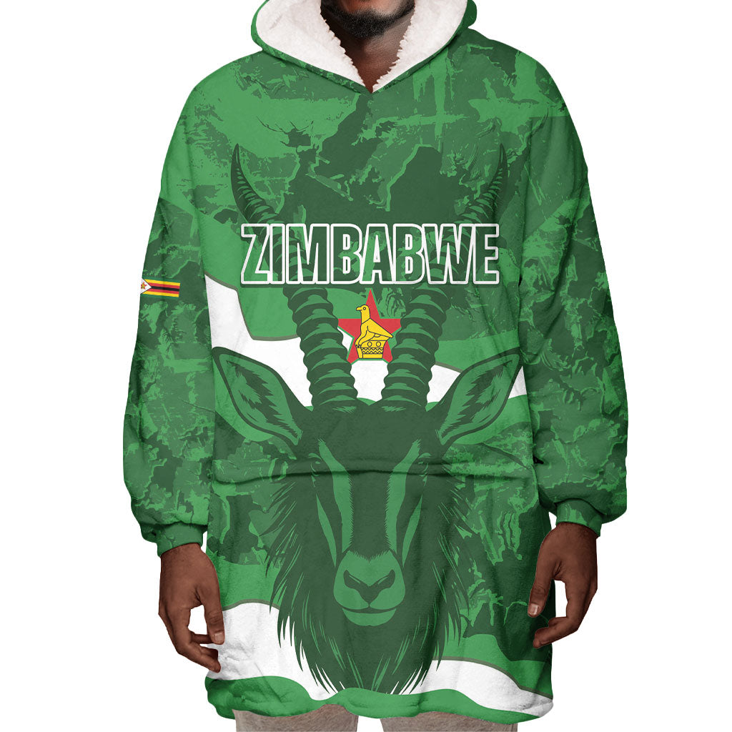 Custom Zimbabwe Rugby 2026 Wearable Blanket Hoodie Go Sables Sporty Grunge Style