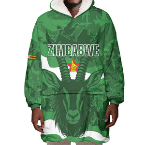 Custom Zimbabwe Rugby 2026 Wearable Blanket Hoodie Go Sables Sporty Grunge Style