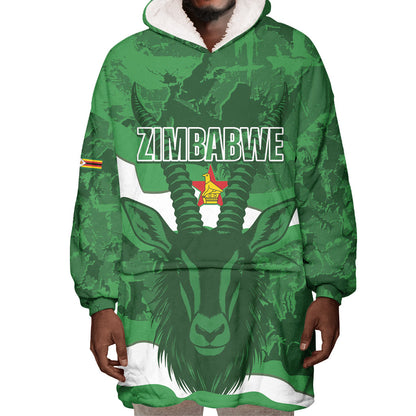 Custom Zimbabwe Rugby 2026 Wearable Blanket Hoodie Go Sables Sporty Grunge Style