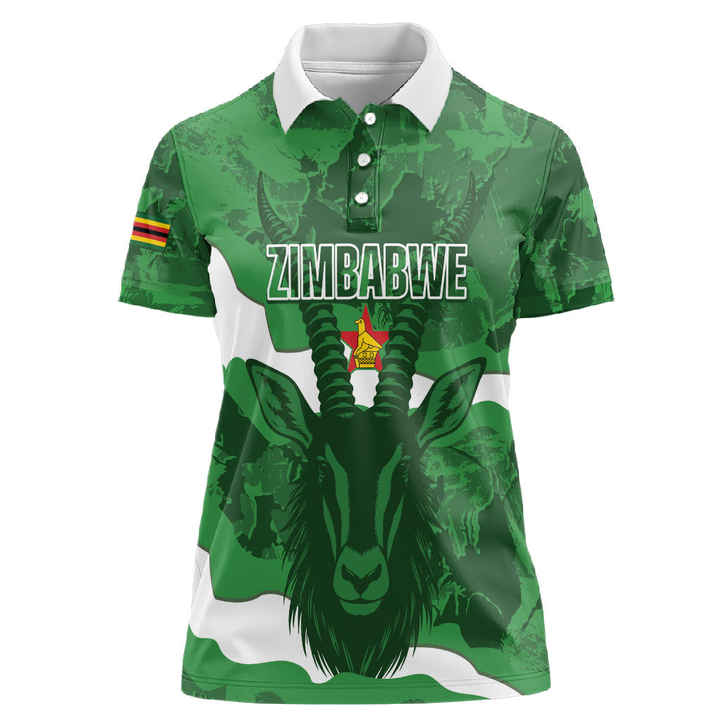 Custom Zimbabwe Rugby 2026 Women Polo Shirt Go Sables Sporty Grunge Style