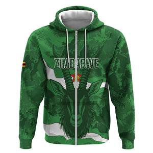 Custom Zimbabwe Rugby 2026 Zip Hoodie Go Sables Sporty Grunge Style