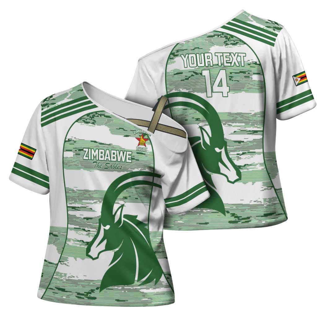 Zimbabwe Rugby Custom Cross Shoulder Shirt Come On Sables White Version
