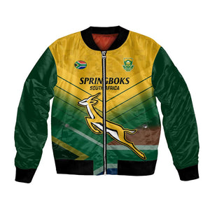 Custom South Africa Rugby Bomber Jacket Springboks Go Champions African Pattern