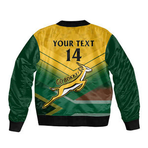 Custom South Africa Rugby Bomber Jacket Springboks Go Champions African Pattern