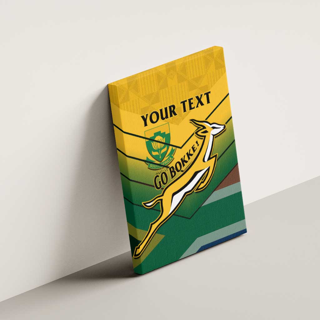 Custom South Africa Rugby Canvas Wall Art Springboks Go Champions African Pattern
